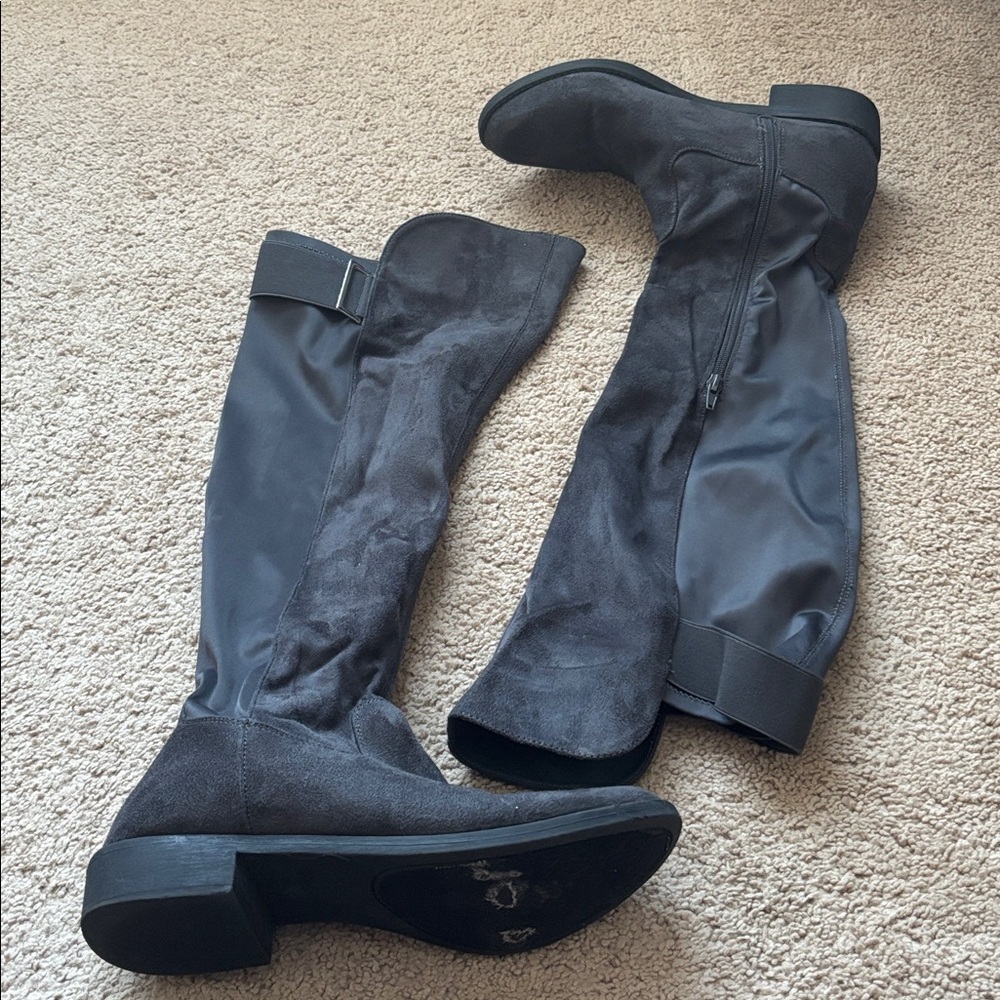 Grey Knee High Boots - Size 11
